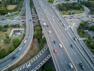 Highway with traffic from drone view