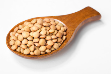 uncooked lentils on white, (large depth of field, taken with tilt shift lens)