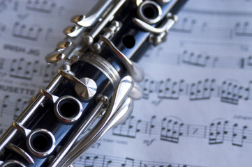 Fototapeta premium Clarinet on Sheet Music