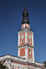 Baroque Town Hall tower on the market in Leszno.
