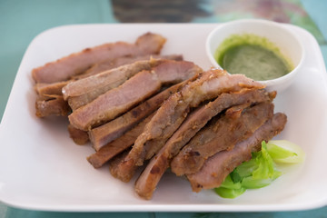 Pork gill with spicy  sauce