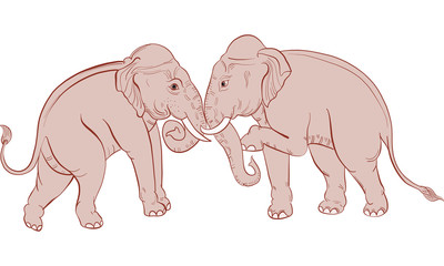 Thai traditional painting,elephant