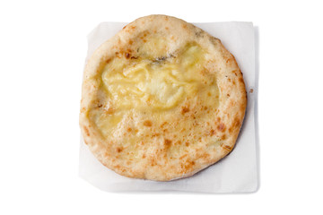 Georgian imeretian khachapuri, freshly cooked, topview