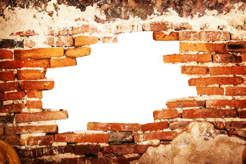 Broken vintage brick wall background
