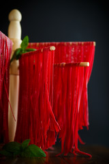 Home red noodles from beet juice
