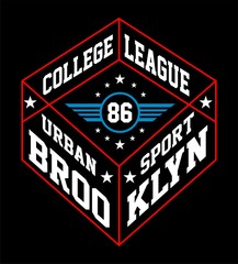 urban sport Brooklyn 86, t shirt graphic vector image