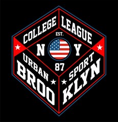colege league Brooklyn design typography, T shirt graphic