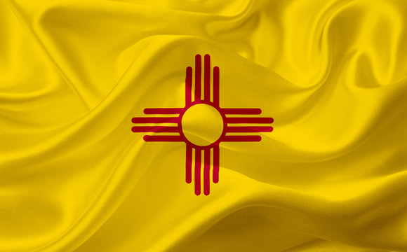 Flag of New Mexico, USA, with waving fabric texture