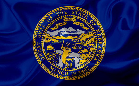 Flag of Nebraska, USA, with waving fabric texture