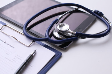 Tablet PC and medical equipments, medical technology concept