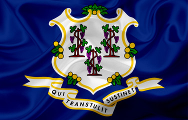 Flag of Connecticut, USA, with waving fabric texture