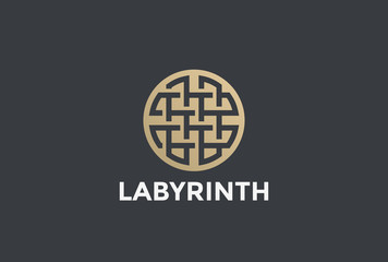 Labyrinth Maze Circle Logo abstract vector design symbol icon