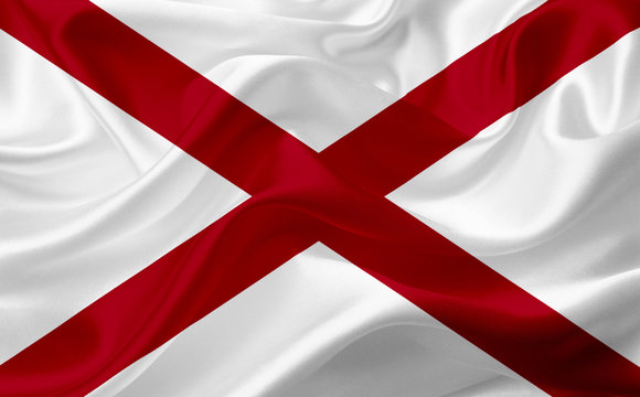 Flag of Alabama, USA, with waving fabric texture