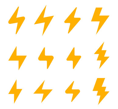 Flash thunderbolt vector icons. Energy Power Electricity Speed
