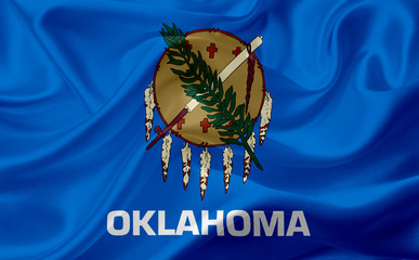 Flag of Oklahoma, USA with waving fabric texture