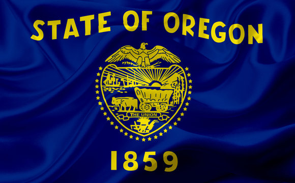 Flag of Oregon, USA with waving fabric texture