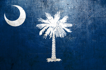 Flag of South Carolina, USA, with an old, vintage metal texture
