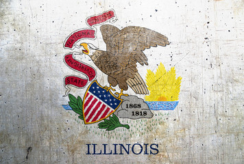 Flag of Illinois, USA, with an old, vintage metal texture