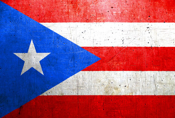 Flag of Puerto Rico, with an old, vintage metal texture
