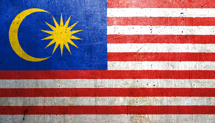 Flag of Malaysia, with an old, vintage metal texture