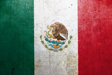 Flag of Mexico, with an old, vintage metal texture