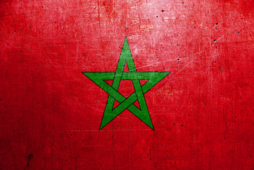 Flag of Morocco, with an old, vintage metal texture