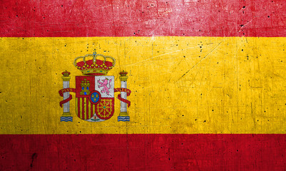 Flag of Spain, with an old, vintage metal texture
