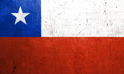 Flag of Chile, with an old metal texture