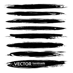 Textured abstract black thick long smears vector objects isolated on a white background