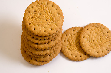 Digestive biscuits on white background