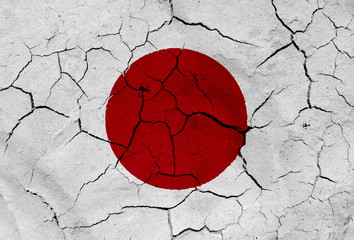 Flag of Japan, with dried soil texture