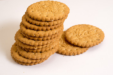 Digestive biscuits on white background