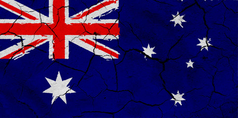 Flag of Australia, with dried soil texture