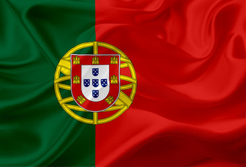 Flag of Portugal with waving fabric texture