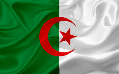 Flag of Algeria, with waving fabric texture