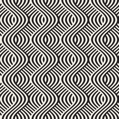 Abstract geometric pattern with wavy lines. Interlacing rounded stripes design. Seamless vector background.