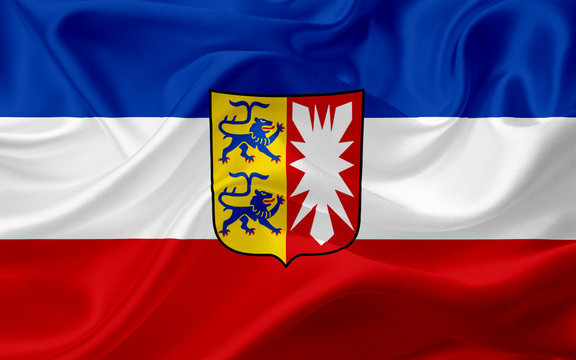 Flag of Schleswig Holstein, Germany, with waving fabric texture