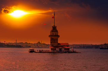 Fototapeta premium The Maiden's Tower in Istanbul-Turkey