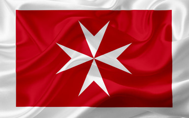Civil flag of Malta, with waving fabric texture