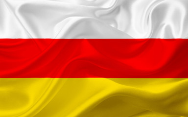 Flag of Ossetia, with waving fabric texture