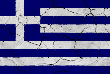 Flag of Greece, with dried soil texture