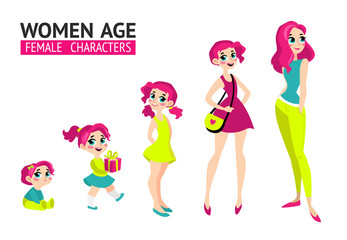 Set of characters in cartoon flat style.