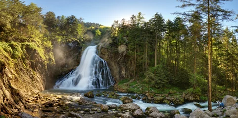 Fotobehang Austria waterfall panorama in Alps, Golling © TTstudio