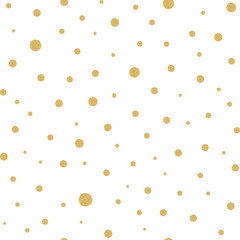 Seamless pattern with gold polka dots texture on white - obrazy, fototapety, plakaty