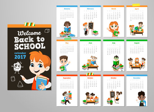 Back to school printable set with pupils.