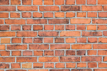 Background of red brick wall texture.