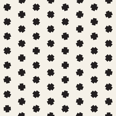 Geometric Scattered Shapes. Vector Seamless Black and White Pattern