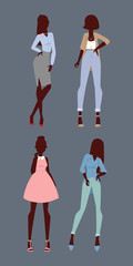 Fashion models woman silhouette sketch attractive lady elegant adult character vector illustration.