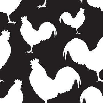 Rooster silhouettes. Vector.