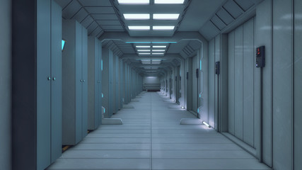 3d rendering. Futuristic background architecture corridor.